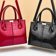 Vegan Leather Glossy Gator Skin Embossed Tote 2