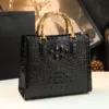 Genuine Leather Croc-Embossed Top-Handle Bag 2