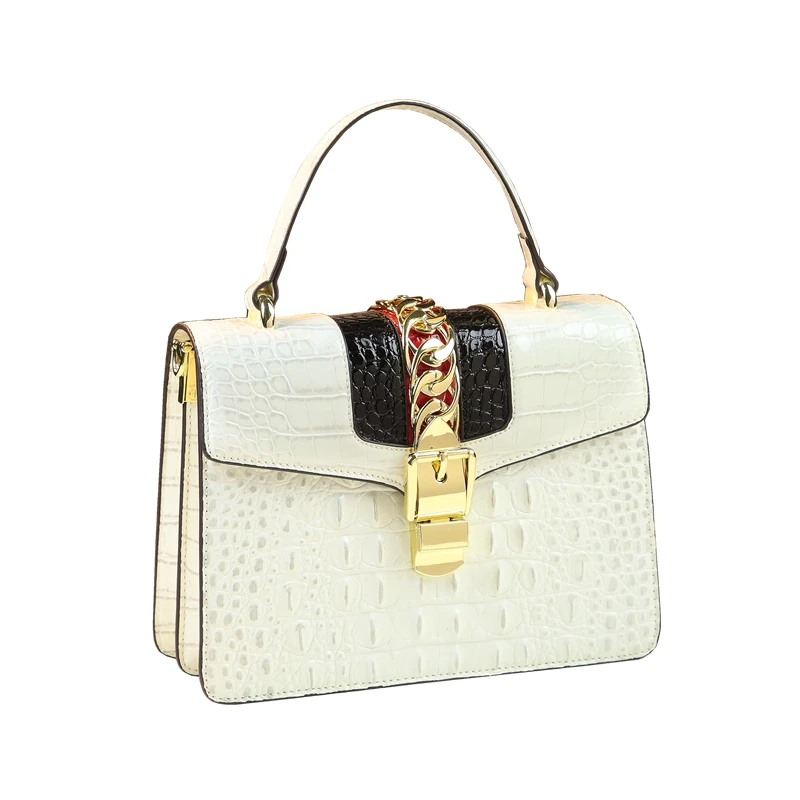 Genuine Leather Chic Golden Accent Flap Bag 5
