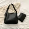 Vegan Leather Simple 2in1 Hobo Bag Set 8