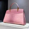 Genuine Leather Vibrant Croc Carryall Flap Bag 3