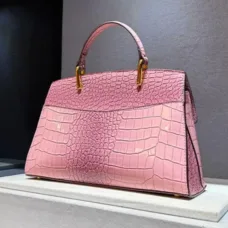 Genuine Leather Vibrant Croc Carryall Flap Bag 3