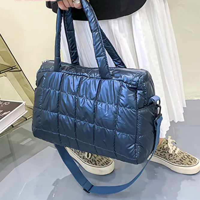 Nylon WInter Quilted Puffy Tote 1