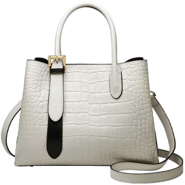 Genuine Leather Croc-Clip Classic Tote 3