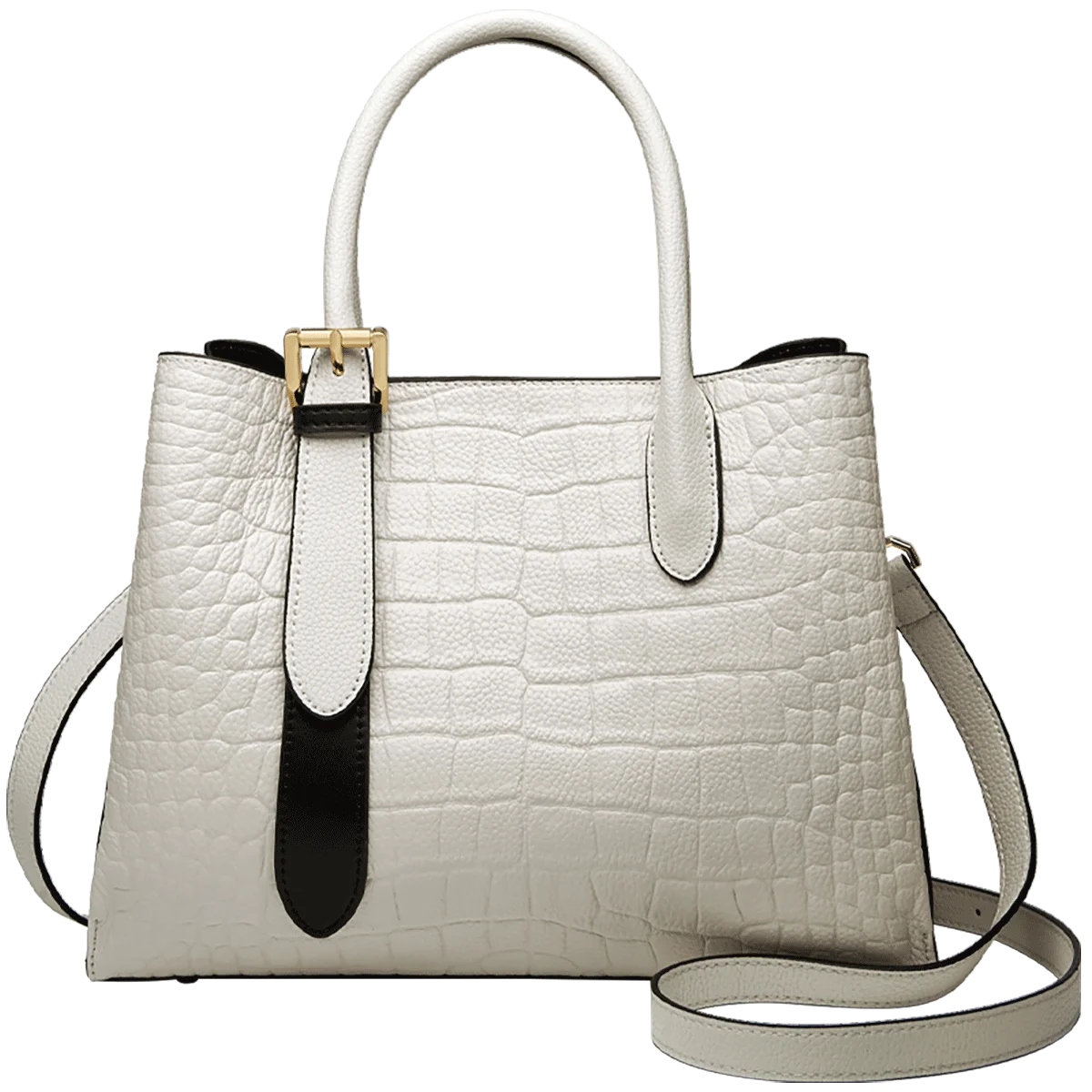 Genuine Leather Croc-Clip Classic Tote 3