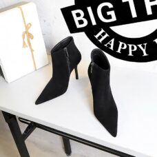 Vegan Leather & Suede Flock Fur High Heel Ankle Boots 4