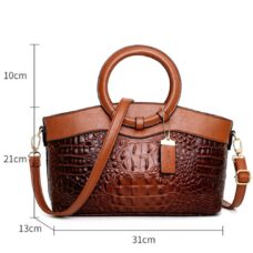 Crocodile Embossed Leather Tote Handbag 1