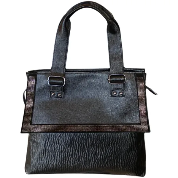 Genuine Leather Modernist Black Flap Bag 5