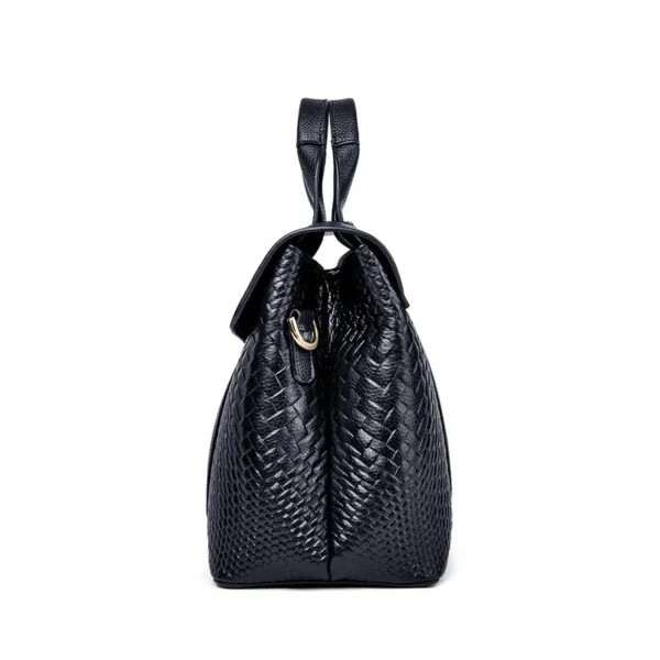 Genuine Leather Woven Top-Handle Flap Bag 4