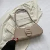 Vegan Leather Sleek Belted Crescent Baguette Bag 4
