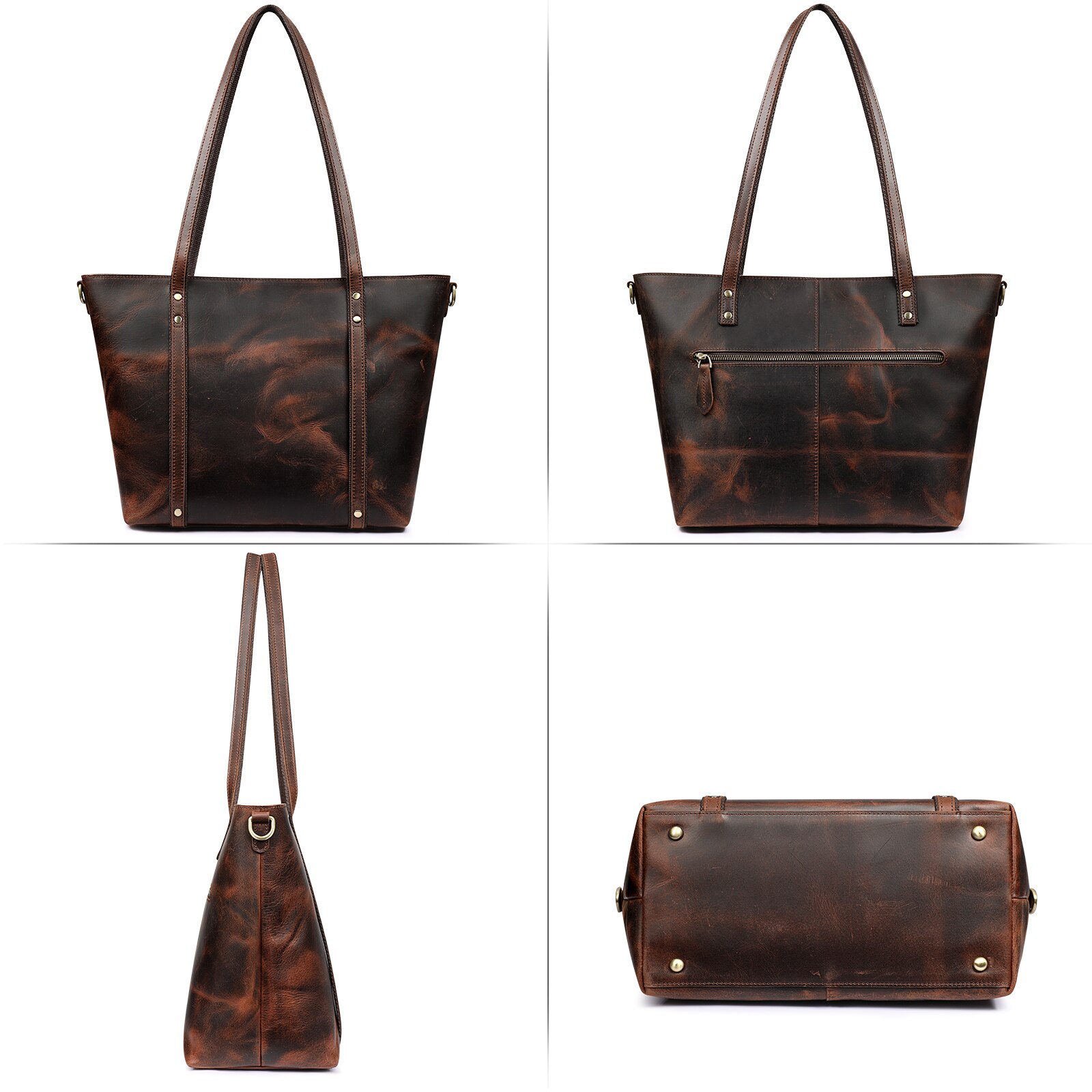 Buffalo Leather Tote Shoulder Handbag for Women with Crossbody Strap 5
