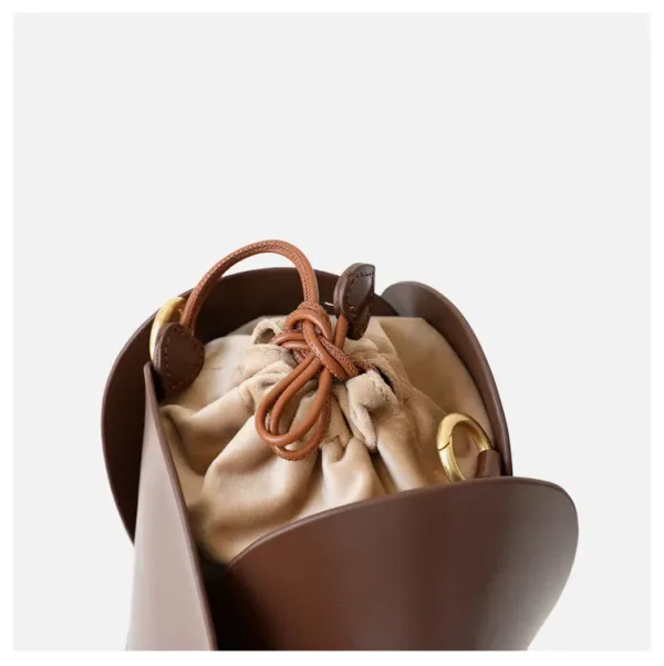 Genuine Leather Flower Shape Bucket Bag 4