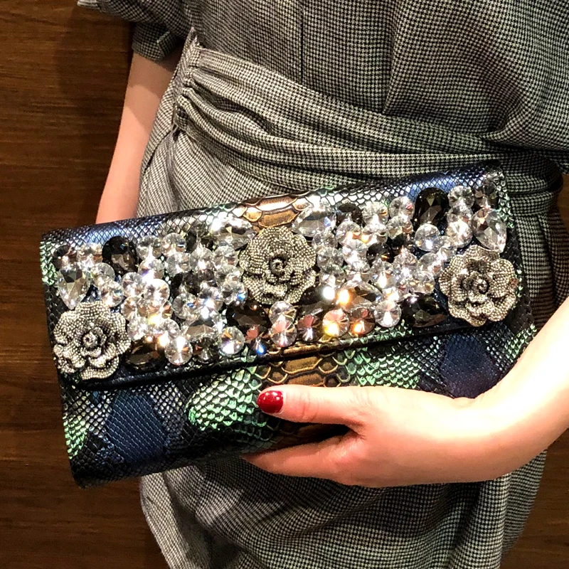 Genuine Leather Crystal Gala Clutch 2