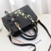 Vegan Leather Embroidered Flower Top-Handle Bag 2