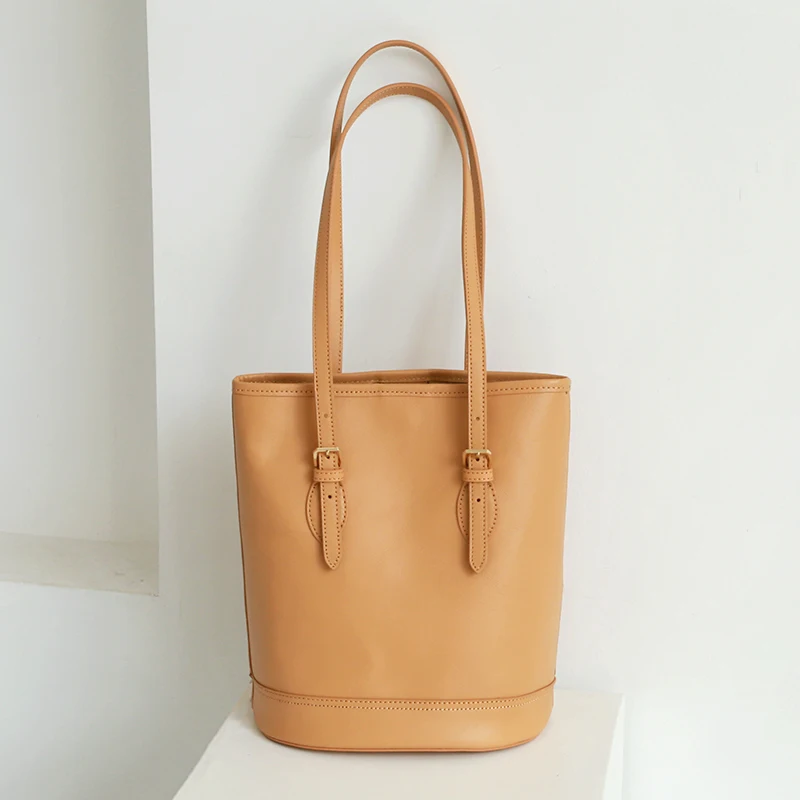 Genuine Leather Classic Commuter Bucket Bag 1
