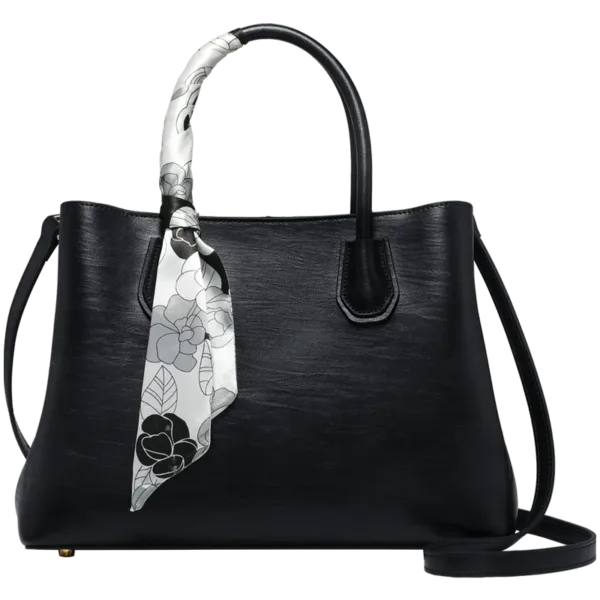 Genuine Leather Everyday Tote with Floral Scarf 6