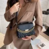 Vegan Leather Stylish Chain Flap Bag 3