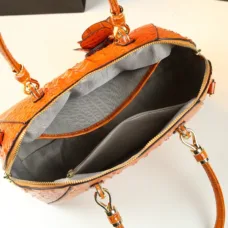 Genuine Leather Croco Rose Barrel Bag 4