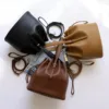 Genuine Leather Luxe Drawstring Bucket Bag 3