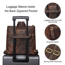 Genuine Leather Backpack Purse Vintage Schoolbag with Luggage Sleeve 4