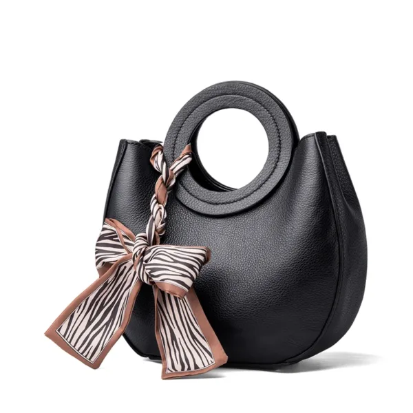 Genuine Leather Ribbon Top-Handle Tote 7