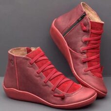 Vintage Punk Style Cross Strap Vegan Leather Ankle Boots 1
