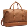Vegan Leather Travel Duffle Bag with Shoe Pouch (C) 1