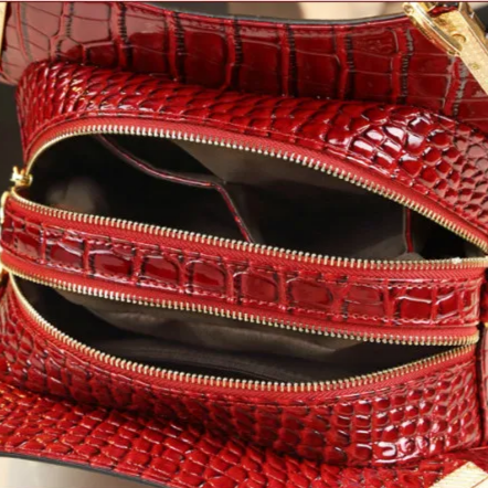Genuine Leather Lace Detail Top Handle Bag 6