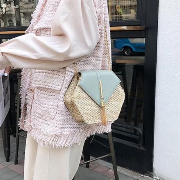 Straw Elegance in Weave Flap Bag 4