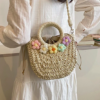 Straw Crochet Flower & Ribbon Bucket Bag 2