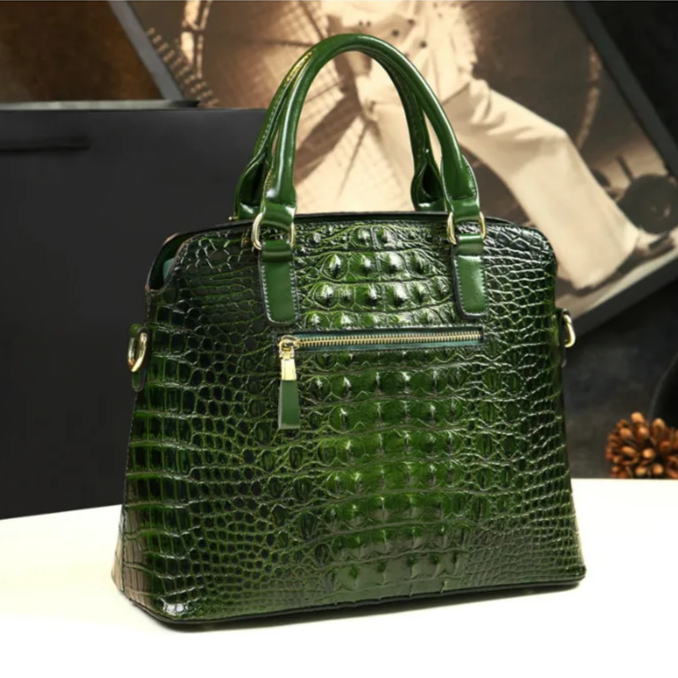 Genuine Leather Croc-Embossed Trapeze Bag 4