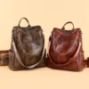 2023 Soft Pu Leather Women Backpack Youth Lady School Bag Big Capacity Travel Backpacks Women's Shoulder Bags 2