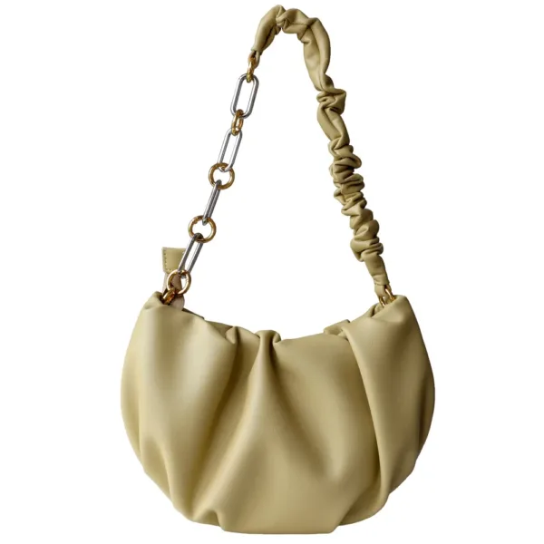 Genuine Leather Ruched Moon Hobo 6