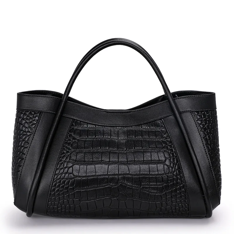 Genuine Leather Croc Midnight Elegance Tote 3