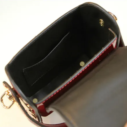 Genuine Leather Push Lock Glossy Flap Bag 6