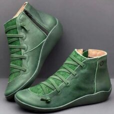 Vintage Punk Style Cross Strap Vegan Leather Ankle Boots 4