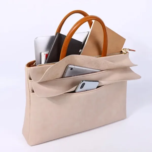 Luxurious Vegan Leather Double-Flap Laptop Bag 5
