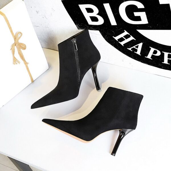 Vegan Leather & Suede Flock Fur High Heel Ankle Boots 6