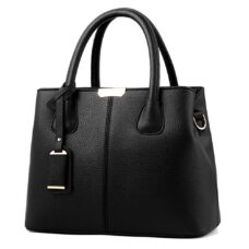Lychee Pattern Top-handle PU Tote Bag with Pendant Zipper 10