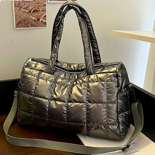 Nylon WInter Quilted Puffy Tote 6