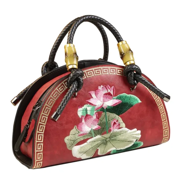 Genuine Leather Petal Bloom Top Handle Bag 5