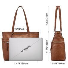 Vegan Leather Multi-Pocket Tote Bag with Tassel 3