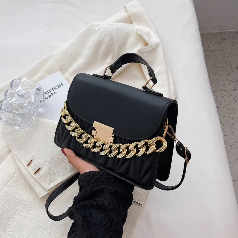 Vegan Leather Stylish Chain Flap Bag 2