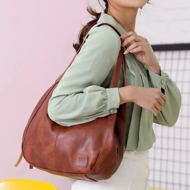 Vegan Leather Double Compartment Hobo 3