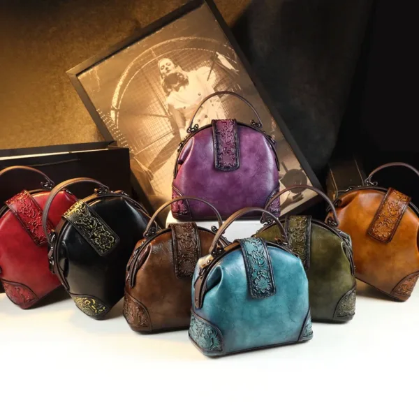 Genuine Leather Vintage Beauty Bucket Bag 4