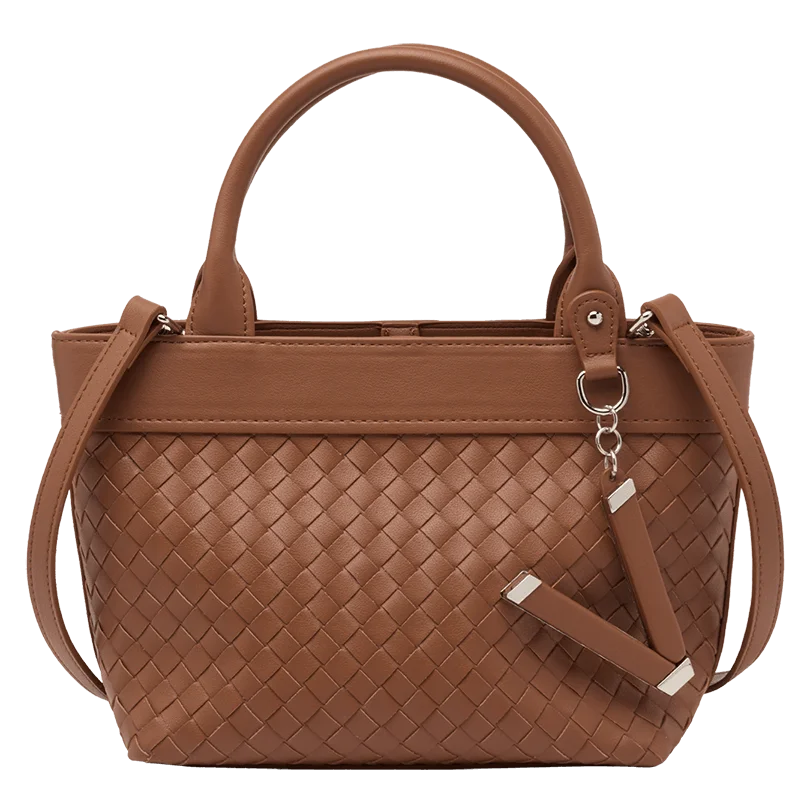 Genuine Leather Woven Top-Handle Tote 4
