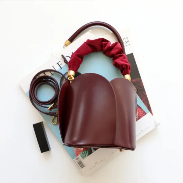 Genuine Leather Flower Shape Bucket Bag 3