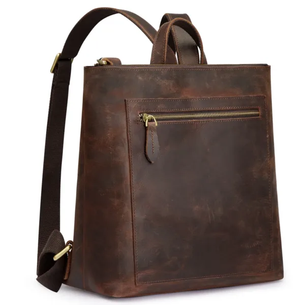 Genuine Leather Backpack Purse Vintage Schoolbag with Luggage Sleeve 1