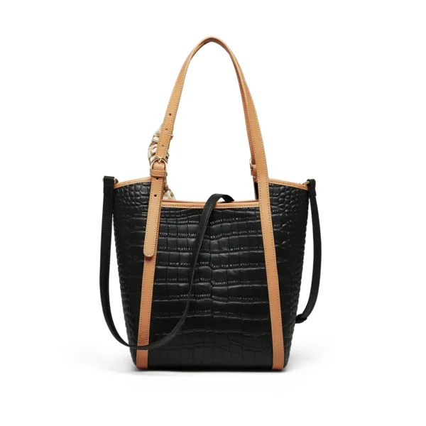 Genuine Leather City Croc-Quilt Tote 2