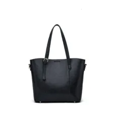 Genuine Leather Buckled Strap Tote 3